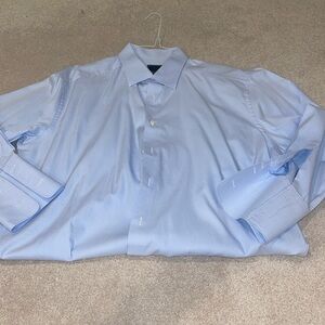 David Donahue men’s light blue button down cuff link shirt size 18